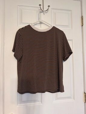 SHEIN Brown and Black Striped Top
